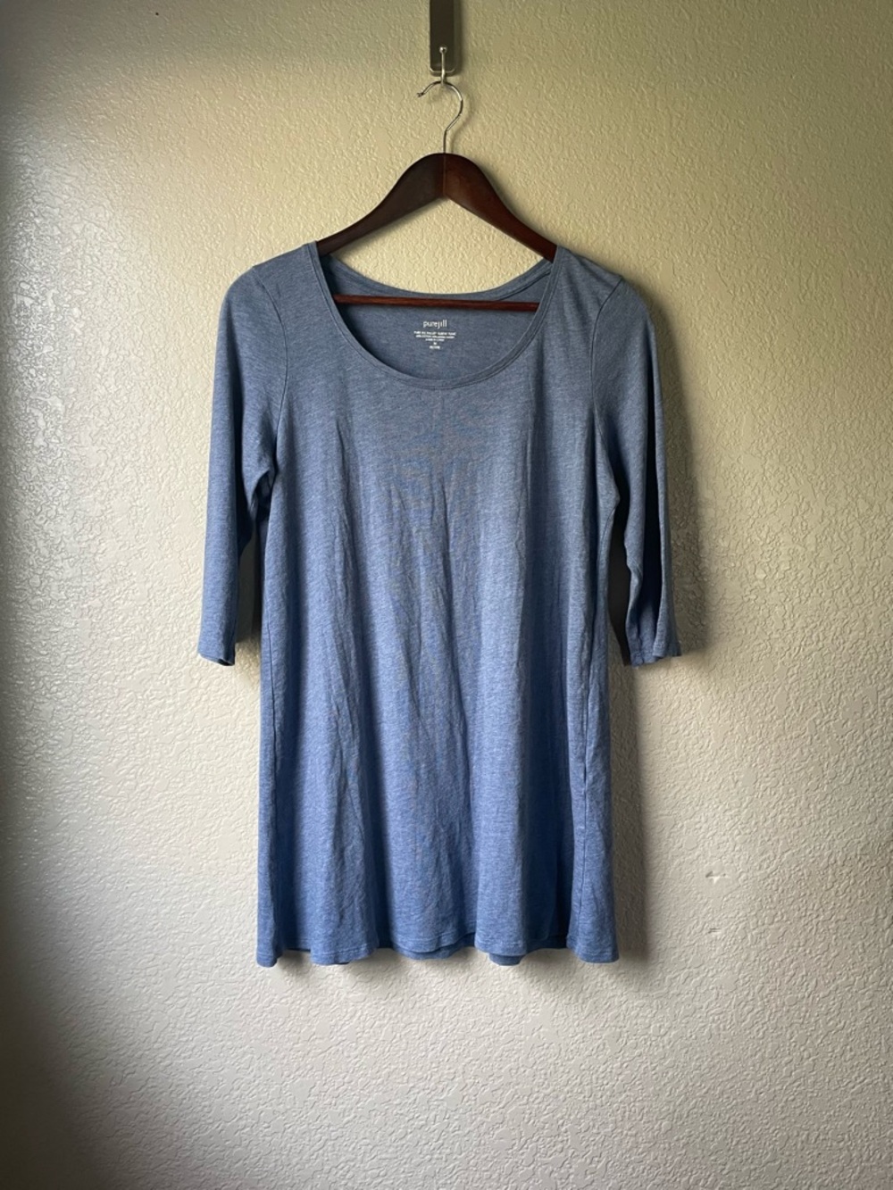 Pure Jill Womens Medium Petite MP Blue Basic Staple Casual Ballet Sleeve Tunic